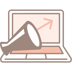 パソコンとメガホンのイラスト