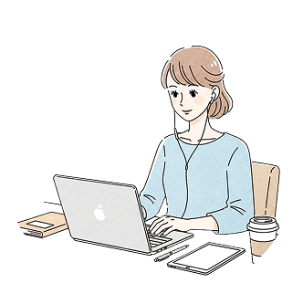 パソコンを触る女性のイラスト