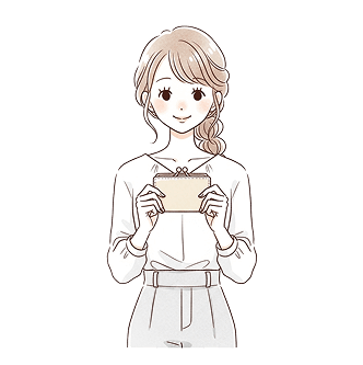 財布を持つ女性のイラスト